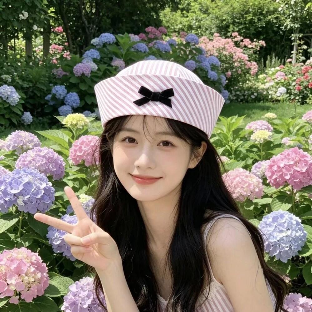 Bow Navy Hat JK Beret Hat Sweet Painter Hat  Rave Festivals