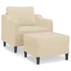 Vidaxl Armchair with Footrest, Cream, 60 Cm, Fabric Upholstered