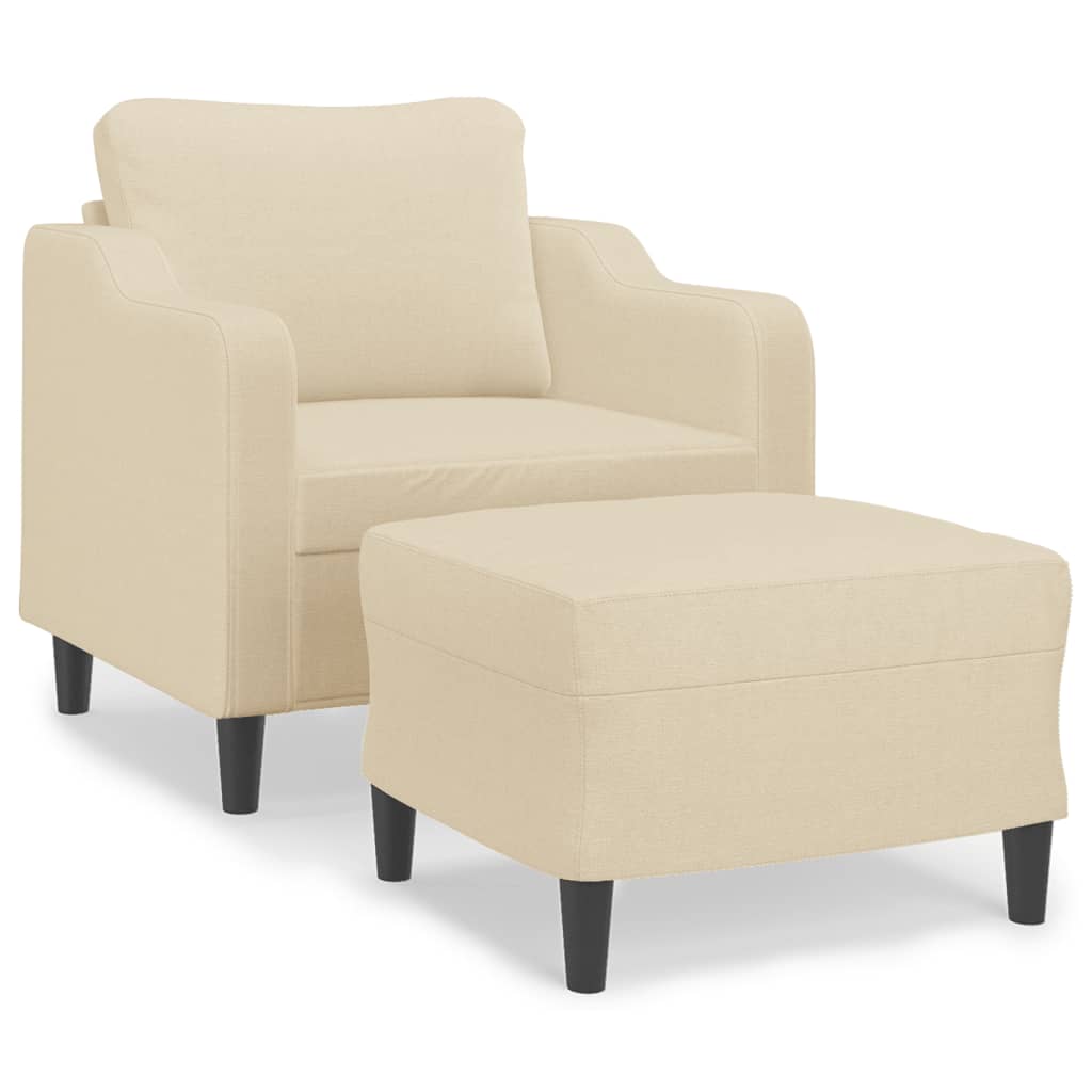 Vidaxl Armchair with Footrest, Cream, 60 Cm, Fabric Upholstered