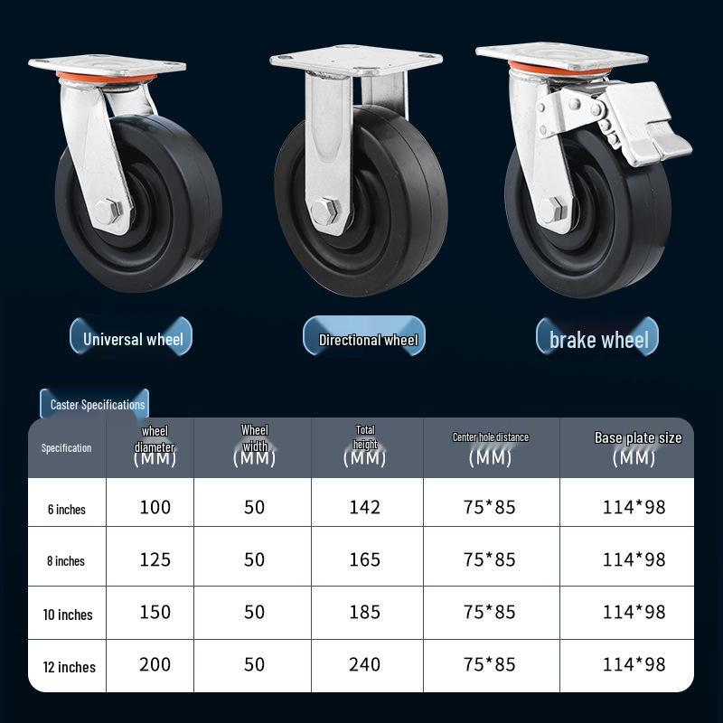 Heavy-Duty High-Temperature Resistant Phenolic Resin Caster Wheel for Ovens and Sterilization, 300 Degrees Pressure and Wear Resistant. 4-inch Single Wheel with Accessories (200°C)