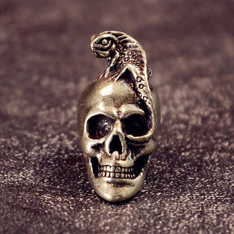 Lizard Skull Brass Knife Beads EDC DIY Paracord Woven Bracelets Lanyard Pendants Accessories Outdoor Tool Hangings Trinkets