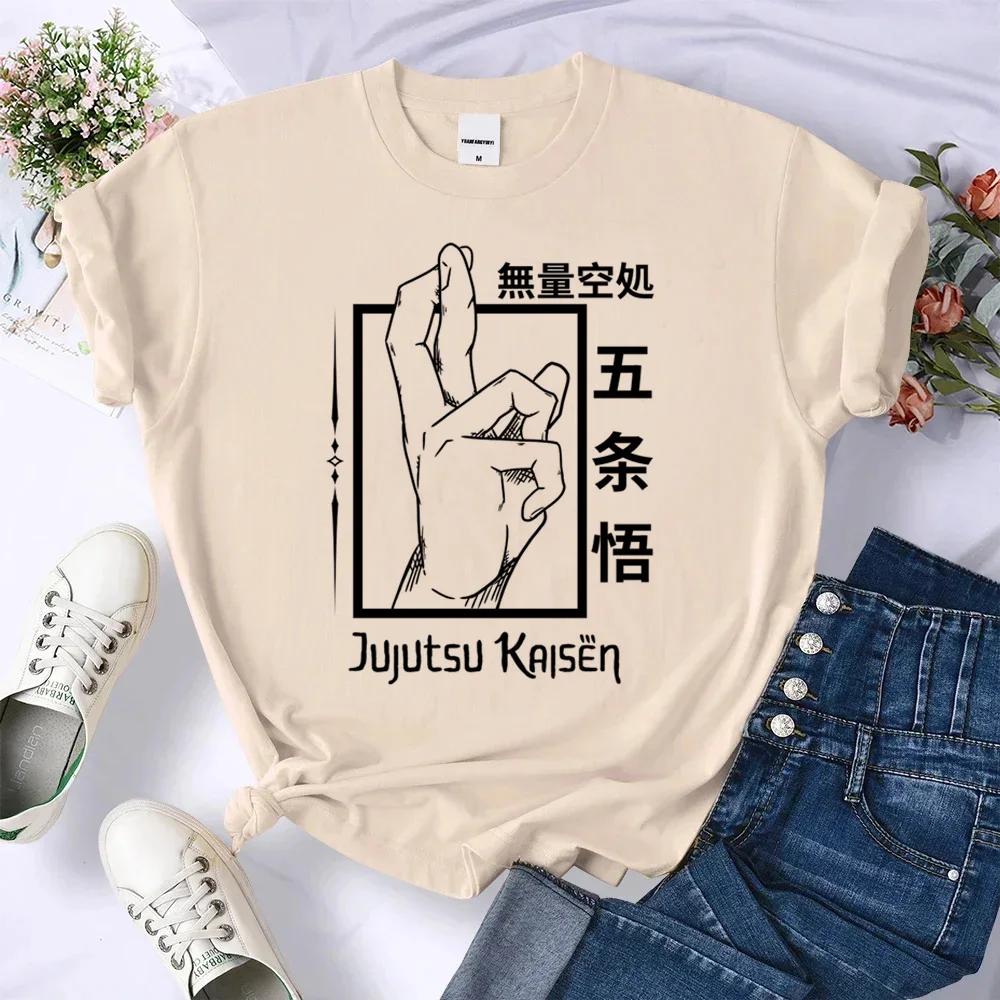

Jujutsu Kaisen Gojo Satoru Top Women Streetwear Tshirt Female Anime 2000s Designer Clothing Hip Hop Tops Casual Female Clothing L
