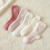 5Pairs Soft Women's Thickened Socks Cute Middle Tube Socks Simple Warm Home Socks  Autumn Winter