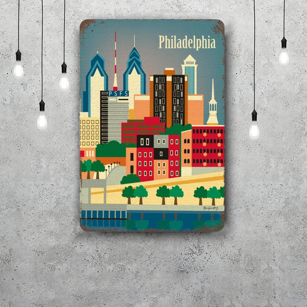city Retro Vintage Tin Sign Poster Decorative Plaque Metal Plate Wall Decor