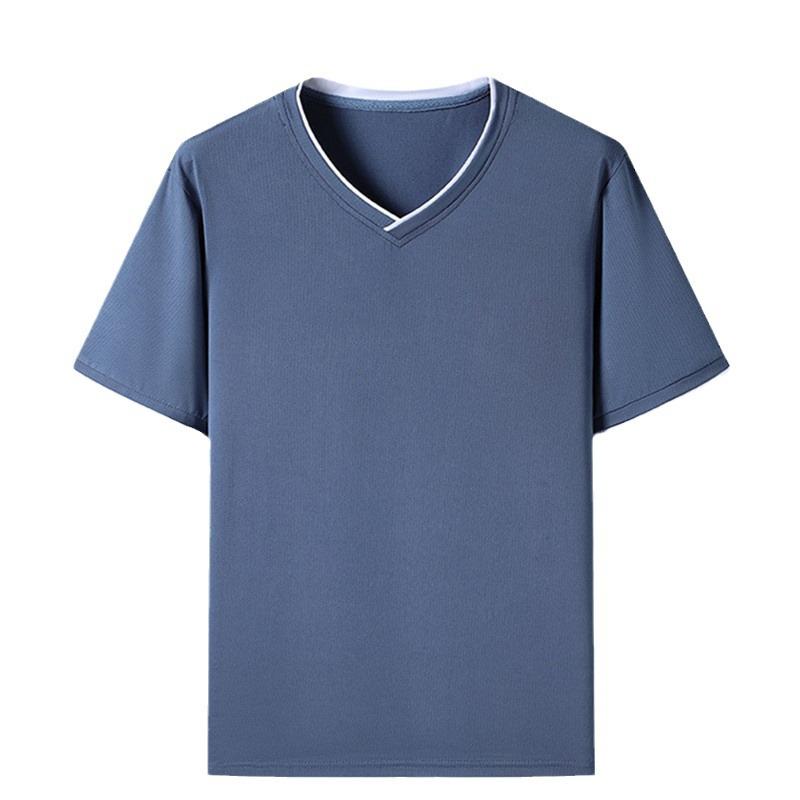Men's Plus Size Ice Silk V-Neck Short Sleeve Mesh Sports T-Shirt