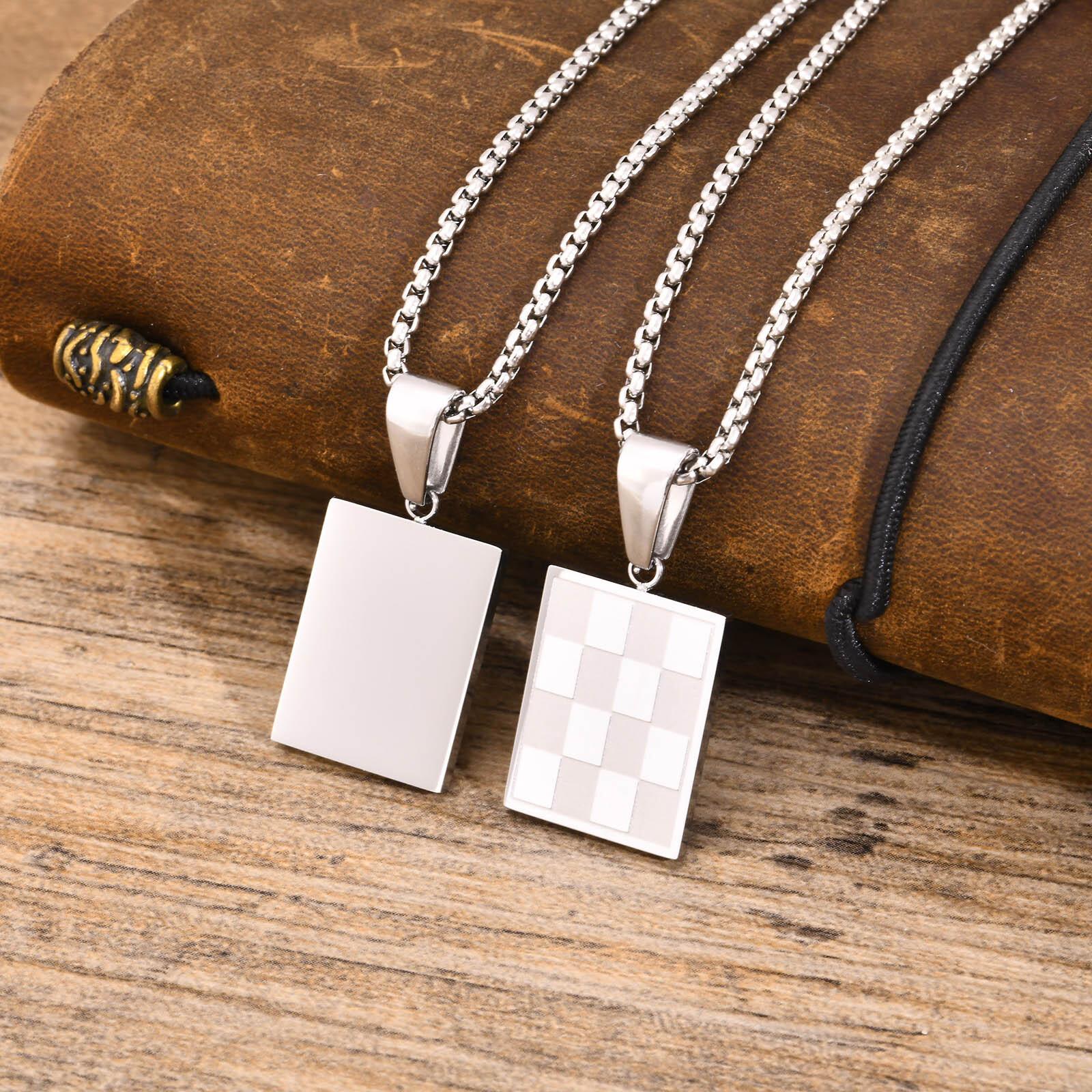 

Vnox Geometric Pendant Necklaces For Boys,Stainless Steel Simple Square Dog Tag Men Necklaces,Retro Collar Jewelry Gift To Him 55cm