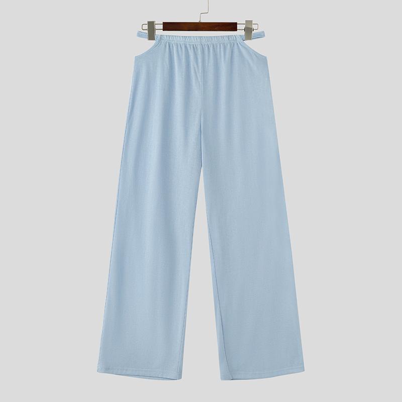 INCERUN Pantaloni Lunghi Casual da Uomo con Vita Elastica e Cut-out Pantaloni da Casa Loungewear