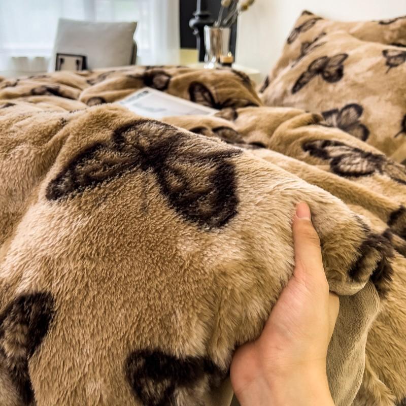 Thickened Rabbit Plush Quilt Cover Single Piece Thickened Milk Plush Quilt Cover Three-Piece Set Single Flannel Quilt Cover 3