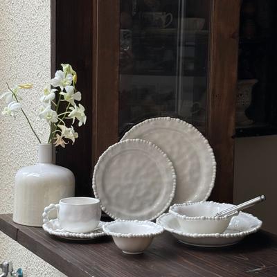 French Irregular Pearl Ceramic Plate Bead Bead Ceramic Plate Ceramic Bowl Cup Dessert