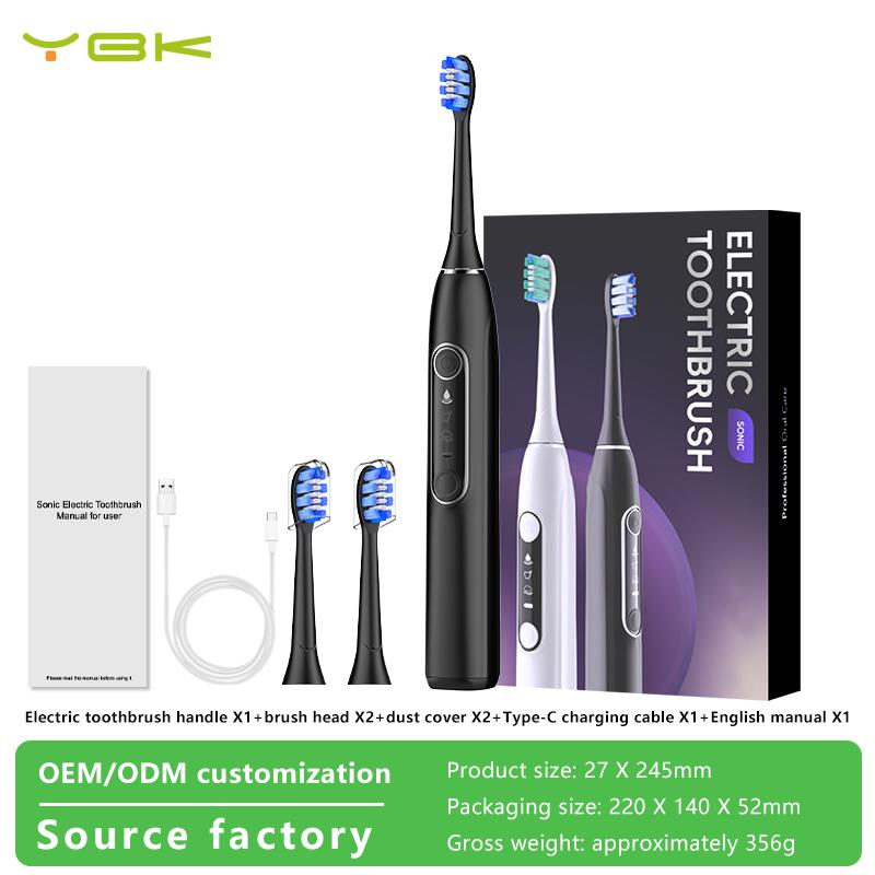 YBK Waterproof Ultrasonic Sonic Electric Toothbrush USB Wireless Rechargeable Soft Teeth Whitening Brush for Household Use