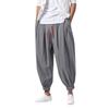 Men's Cotton Linen Trousers Summer  Beach Pants Drawstring Elastic Waist Straight Pants Comfortable Breathable Casual