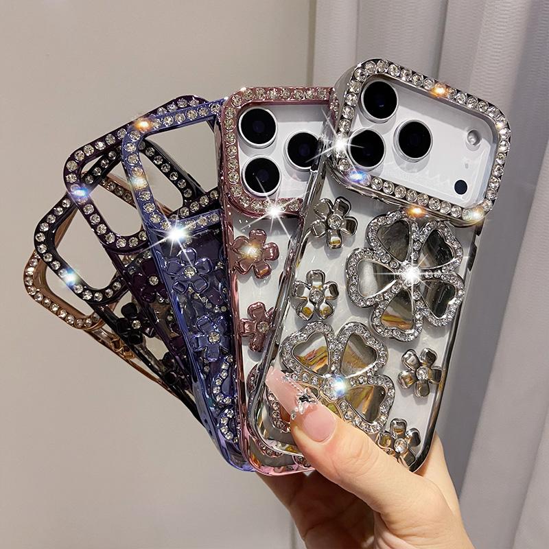 Galvanisiert Klar Bling Glitzer Farbverlauf Blumen Hülle für IPhone 17 Air 16 15 11 12 13 14 Pro Max Weiches Silikon Stoßfeste Abdeckung