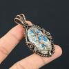 K2 Azurite Pendant, 999 Copper Wire Wrapped Gemstone Jewelry, Handmade Pendant, For Thanksgiving