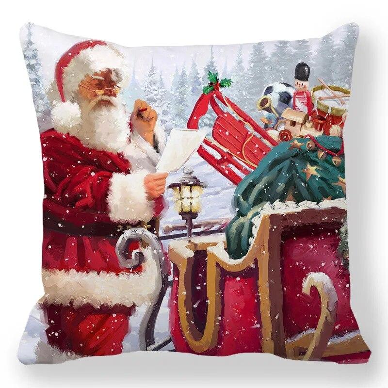 Santa Claus Home Decor Gedruckt Kissen Fall 2024 Neue Jahr Weihnachten Schlafzimmer Wohnzimmer Sofa Dekoration Kissenbezug Kissen Abdeckung