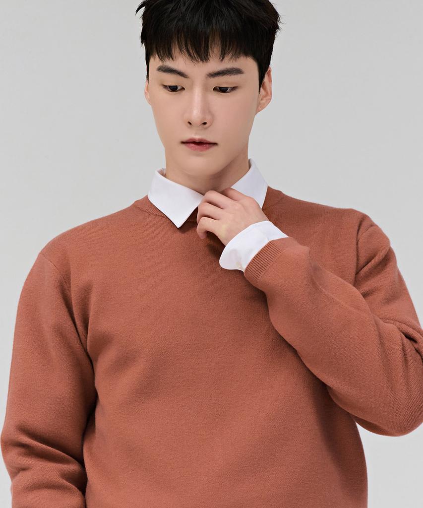 CHASECULT Men'S Basic Round Sweater - Orange