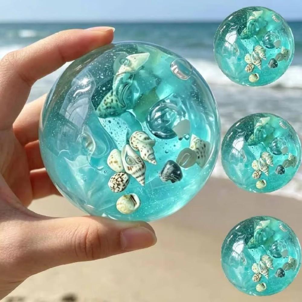 Transparent Ocean Sensory Fidget Toy Cube Shape Stress Relief Ball for Table Decoration