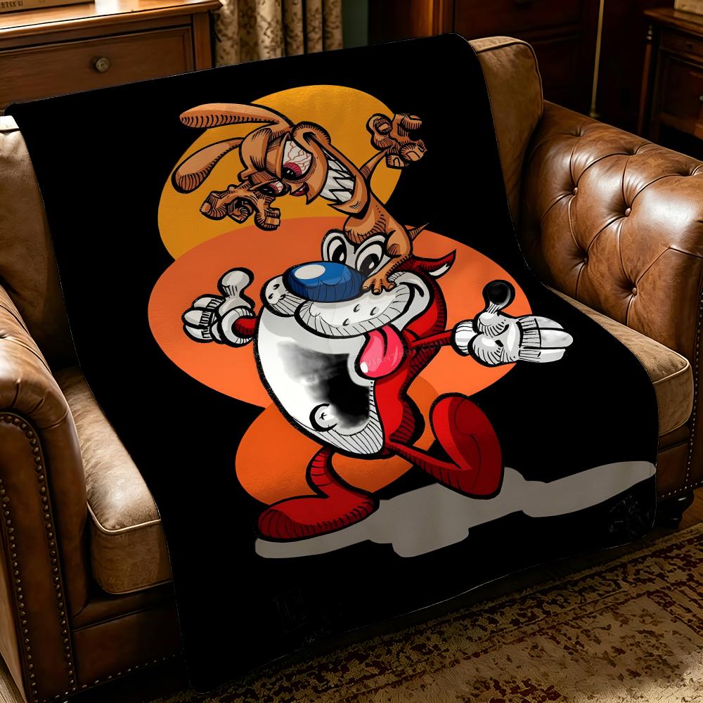 Cartoon T-The Ren and Stimpy Show-w Gooi Dik Comfort Flanellen Dekbed, Multi-scène Gebruik Binnen Buiten Dagelijkse Dut