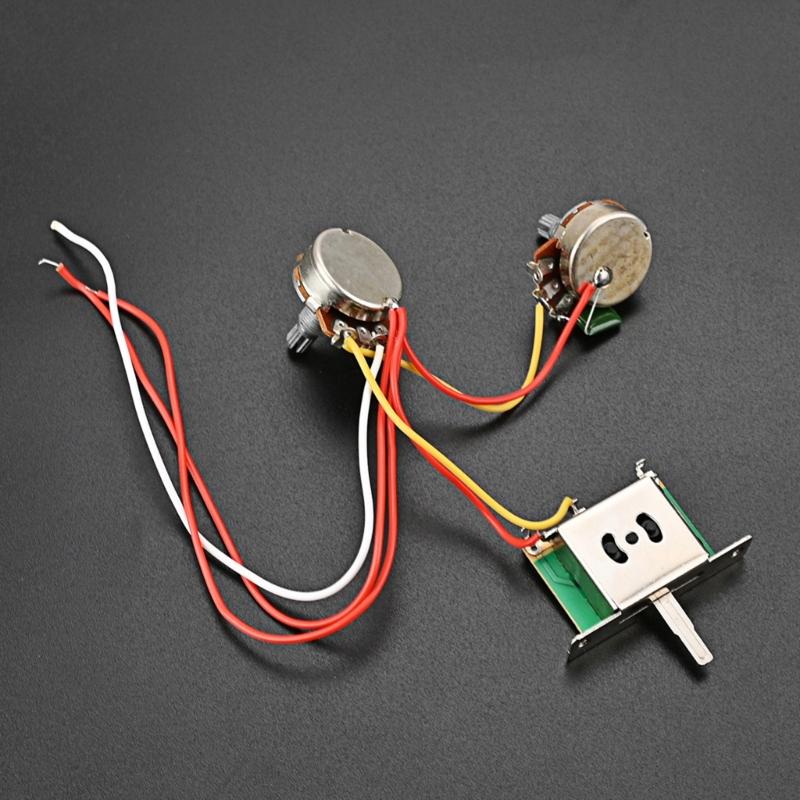 1V 1T Wiring Kit, 3 Way A500K Wiring Harness Prewired Guitar Wiring Hareness for Electric Guitar Bass Repair Replacement