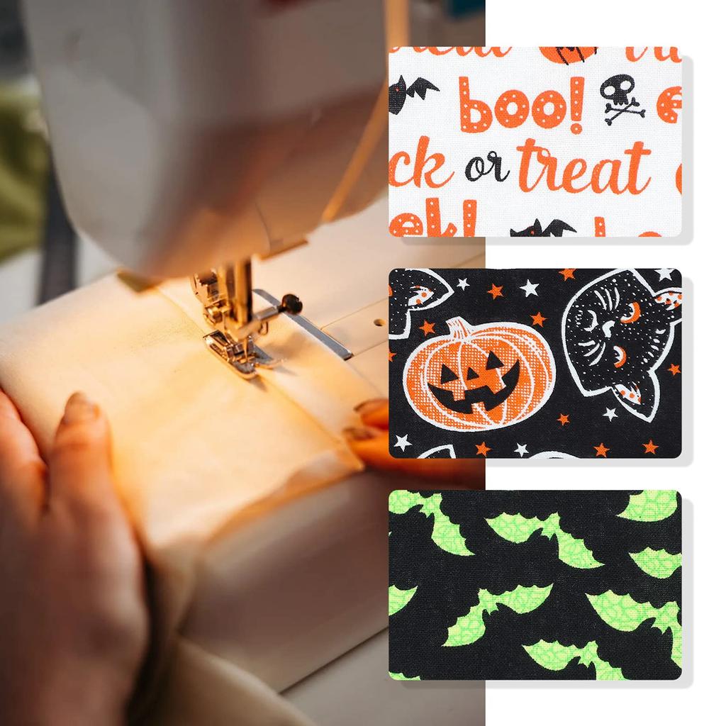 LIOOBO Halloween Cut Patchwork Fabric DIY Cotton Home 8 Pieces Fabric, Cloth, Fabric, Scraps, Set, Crafts, Pumpkin, Skeleton, Bat, Fabric, Handmade,