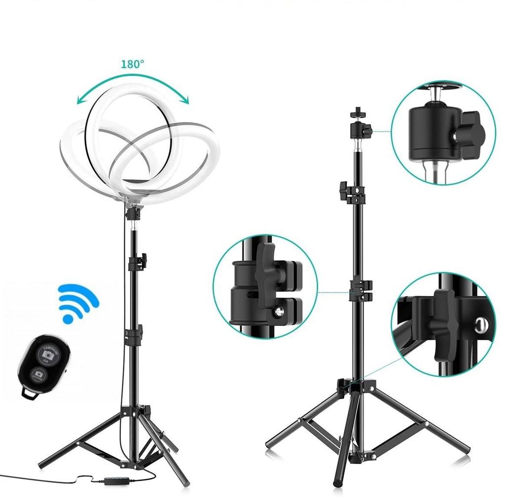 10,2" LED Selfie-Ringlicht mit Stativ und 2 Telefonhaltern Ringlicht