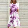 Fritidskjoler for kvinner Trykte kjoler Sommerkjoler Trykt plisserte midikjoler Basic Classic Outdoor Daglig Kortermede løse kjoler