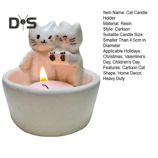Cartoon Cat Candle Holder Living Room Kitchen Bathroom Resin Warming Paws Kitten Candlestick Desktop Decoration Christmas Birthday Gift