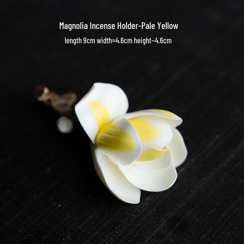 Handcrafted Magnolia Ceramic Incense Holder for Indoor Zen and Aromatherapy