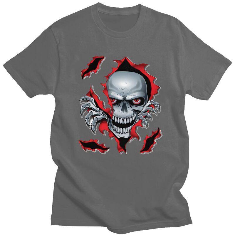 Custom Rip Skull T Shirts Men 100 Cotton Tee Tops Gothic Skeleton Tshirt Fashion Tshirt Clothes