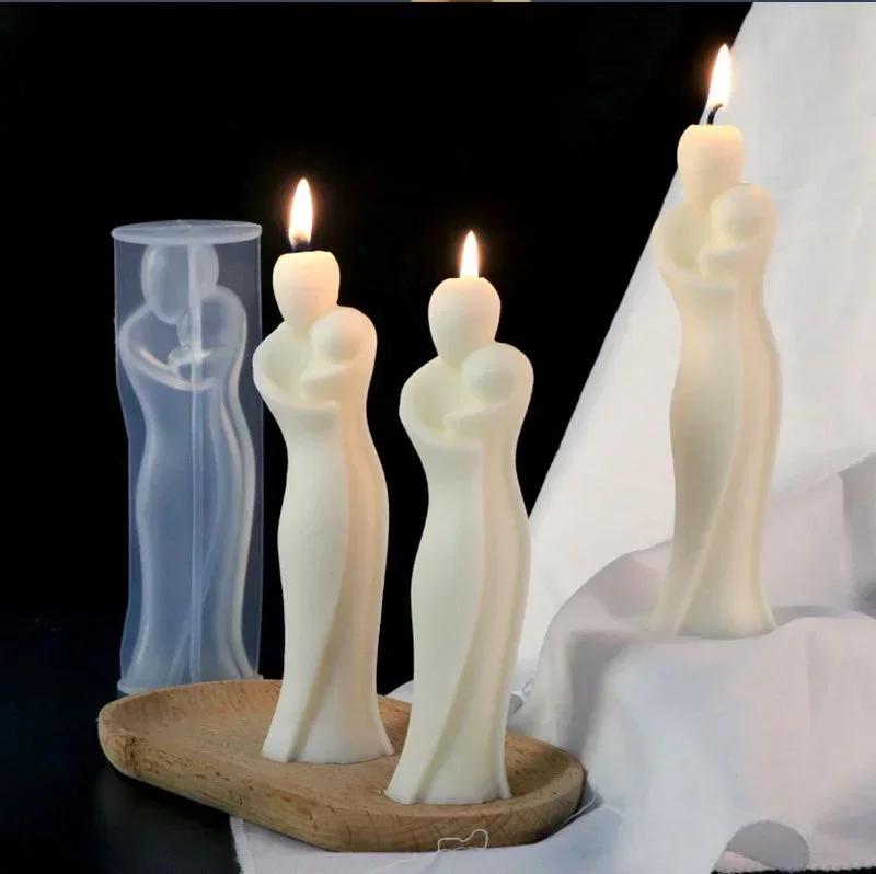 Large 3D Mother and Child Silicone Candle Mold Carving Art Aromatherapy Plaster Home Decoration Mold Mothers Day Gift