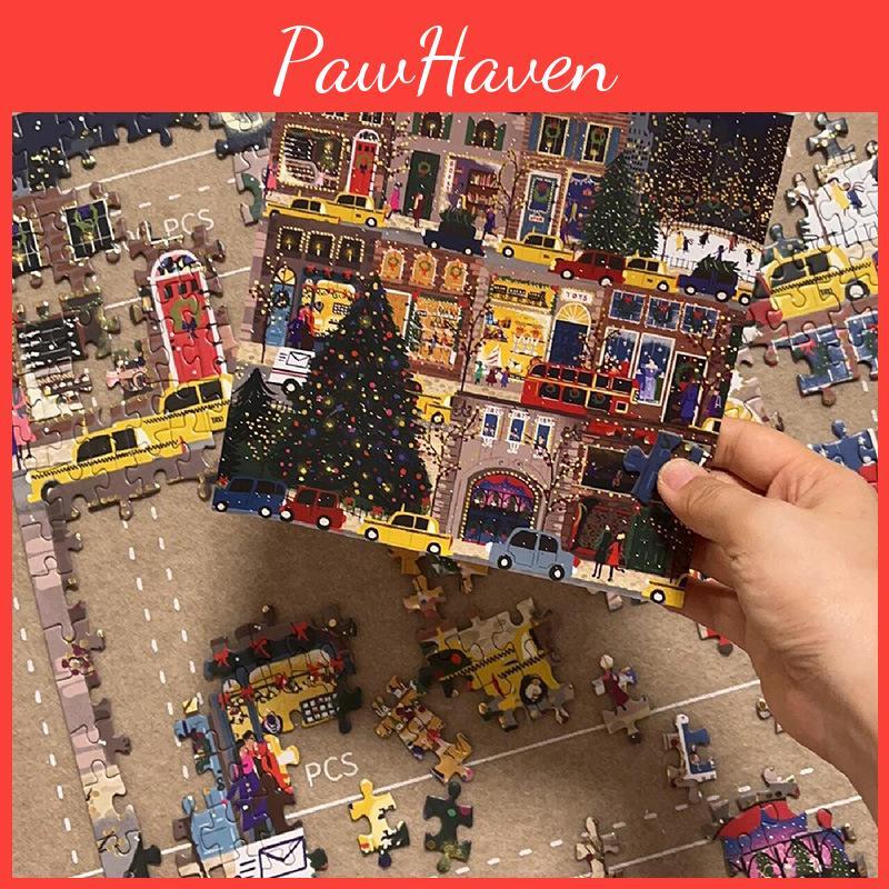 Winter Street Christmas Scene Pattern Puzzle Toy For Adults Diy Home Decor