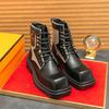 Men's Shoes Martin Boots Men's Autumn High-top Casual Locomotive Shoes Combat Tooling Shoes Foreign Trade Heightening Big Head Leather Boots