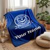Portsmouth FC Custom Name Text Flannel Blanket Soccer Logo Personalized Fleece Throw Blanket Special Gift For Sofa Bedroom Home