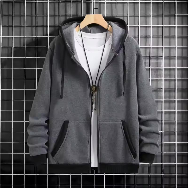 Verdickte Herren Kapuzen-Reißverschluss-Strickjacke Lässige Oberbekleidung Modisches Sweatshirt Herbst Winter Neuankömmling Cross-Border-Stil