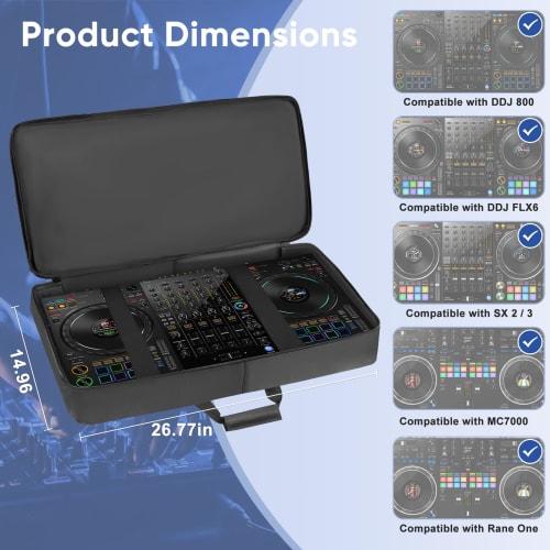 DJ Controller Bag, Compatible with DDJ 800, FLX6, SX, SX2, SX3, MC7000, Rane One, and Mixon 8 Pro, Soft Case with Multi-Pockets, DJ Case, DJ Gig Bag f