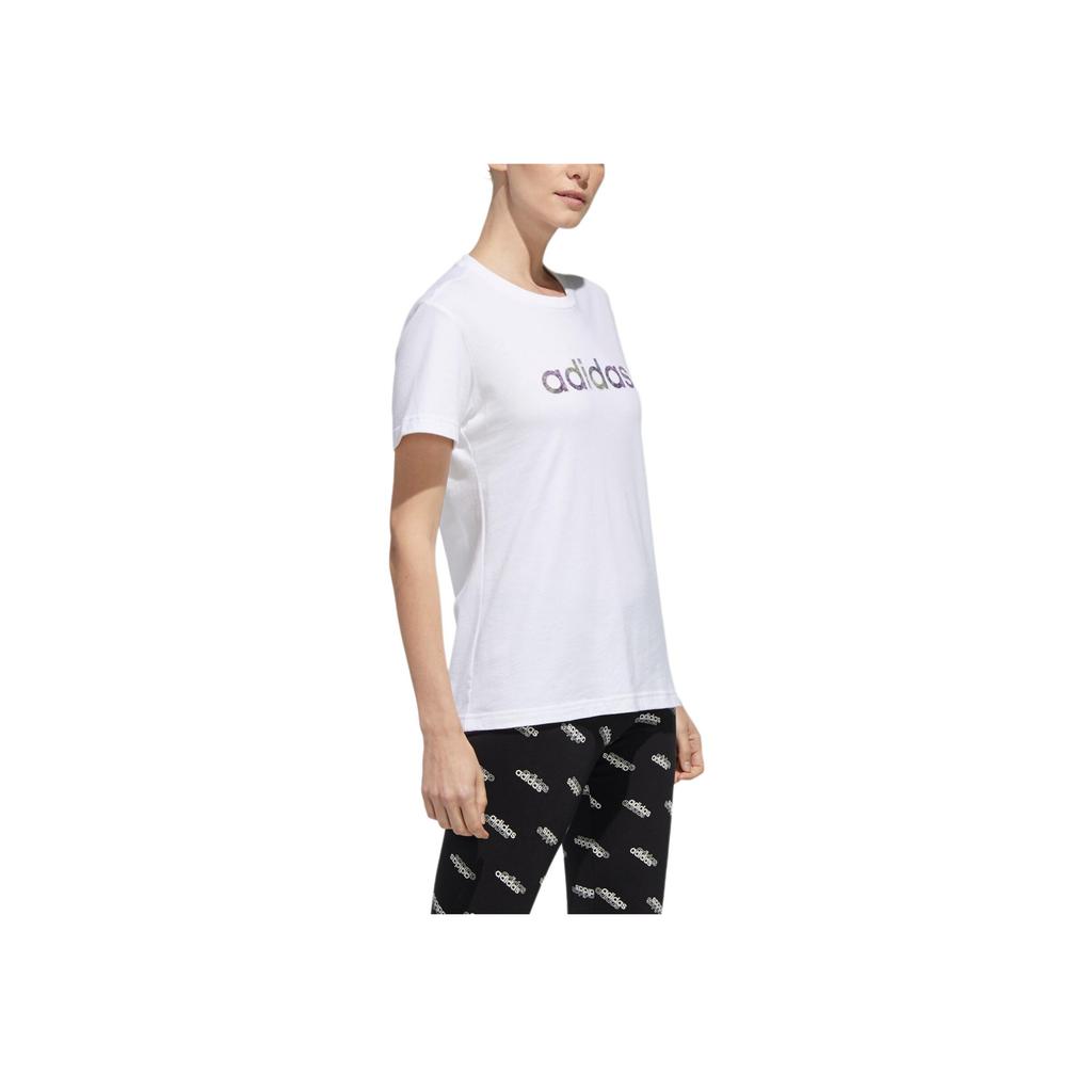 Adidas Letter Casual Comfortable Short Sleeve T-Shirt Women Tops White FM6177