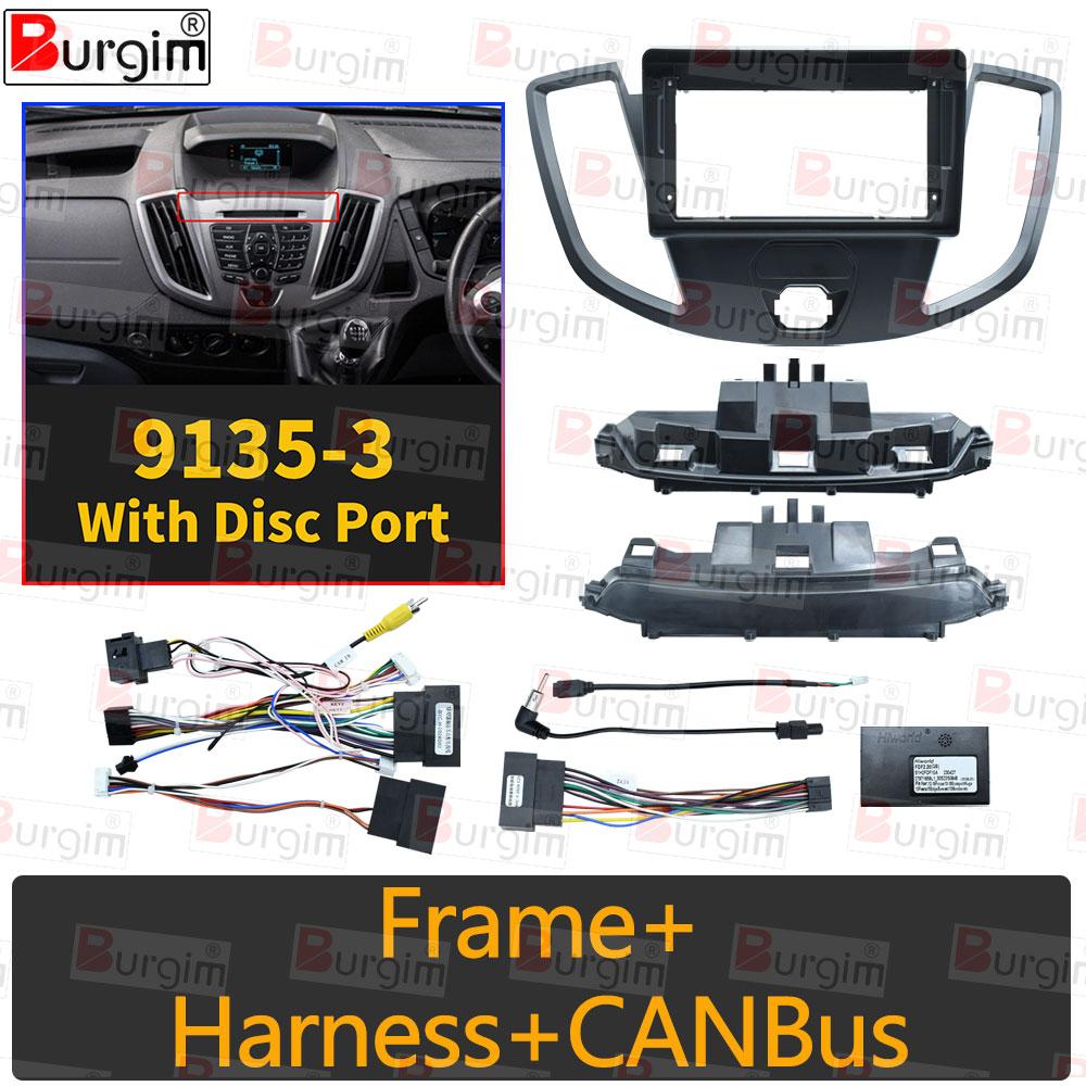 Car Radio Fascias Frame For Ford Transit Van 2014-2018 9 inch 2DIN Vihicle Stereo Panel 16PIN Harness Wire Power Cord Canbus
