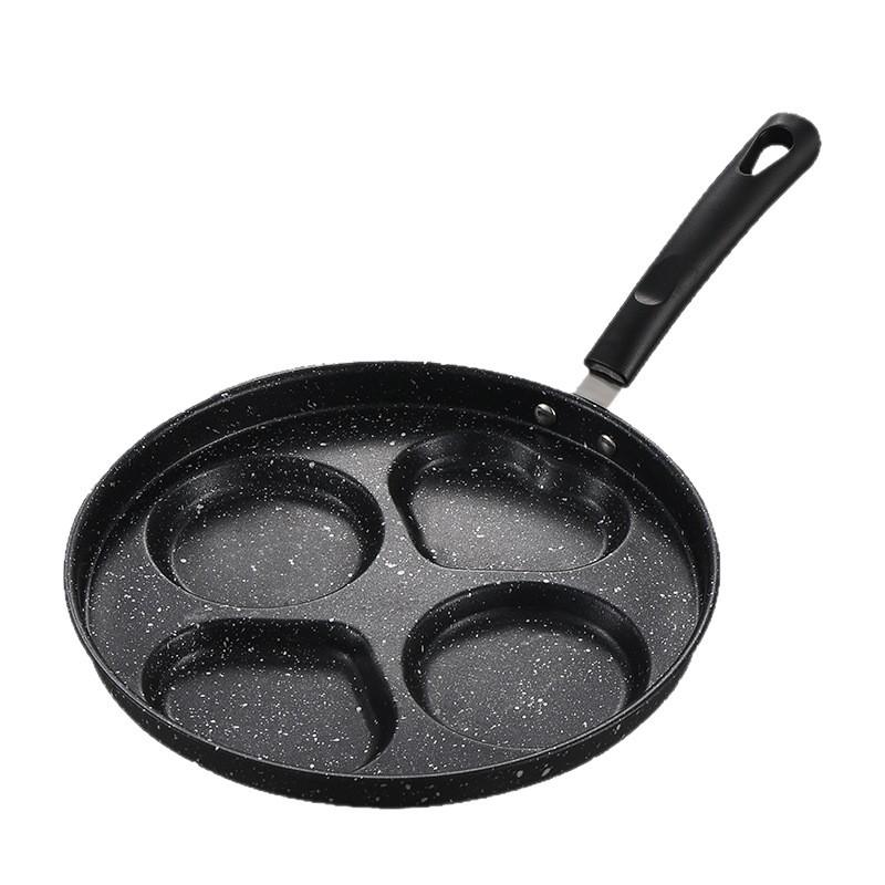 Bakelite Handle Non-Stick Breakfast Frying Pan with Multi-Hole Mold for Eggs, Pancakes, and Burgers