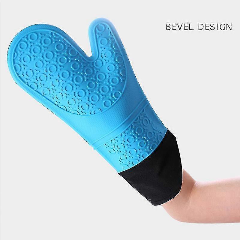 Black Thicken Silicone Oven Mitts Gloves Heat Resistant Non-slip Kitchen Cooking Baking Z29828
