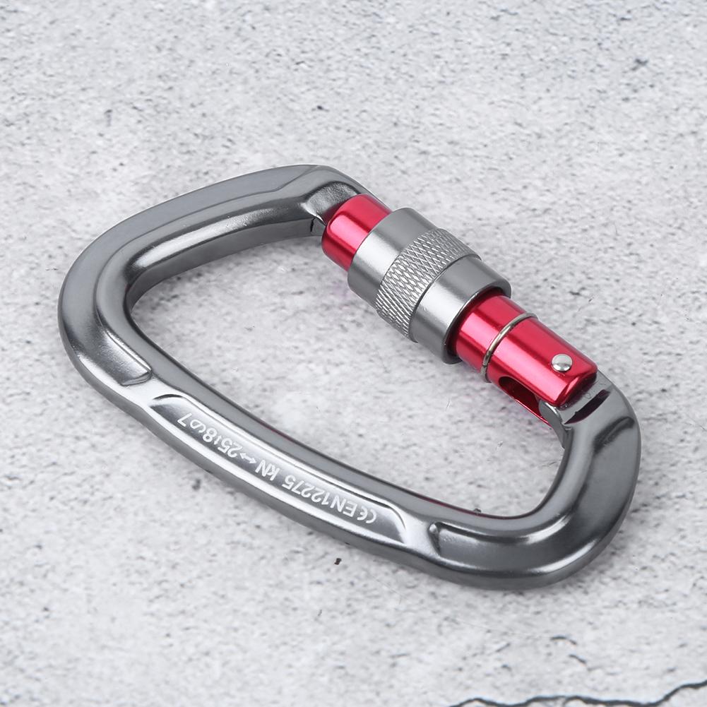 Outdoor Aluminium Alloy D Lock Hammock Backpack Cable   Rock Climbing Carabiner