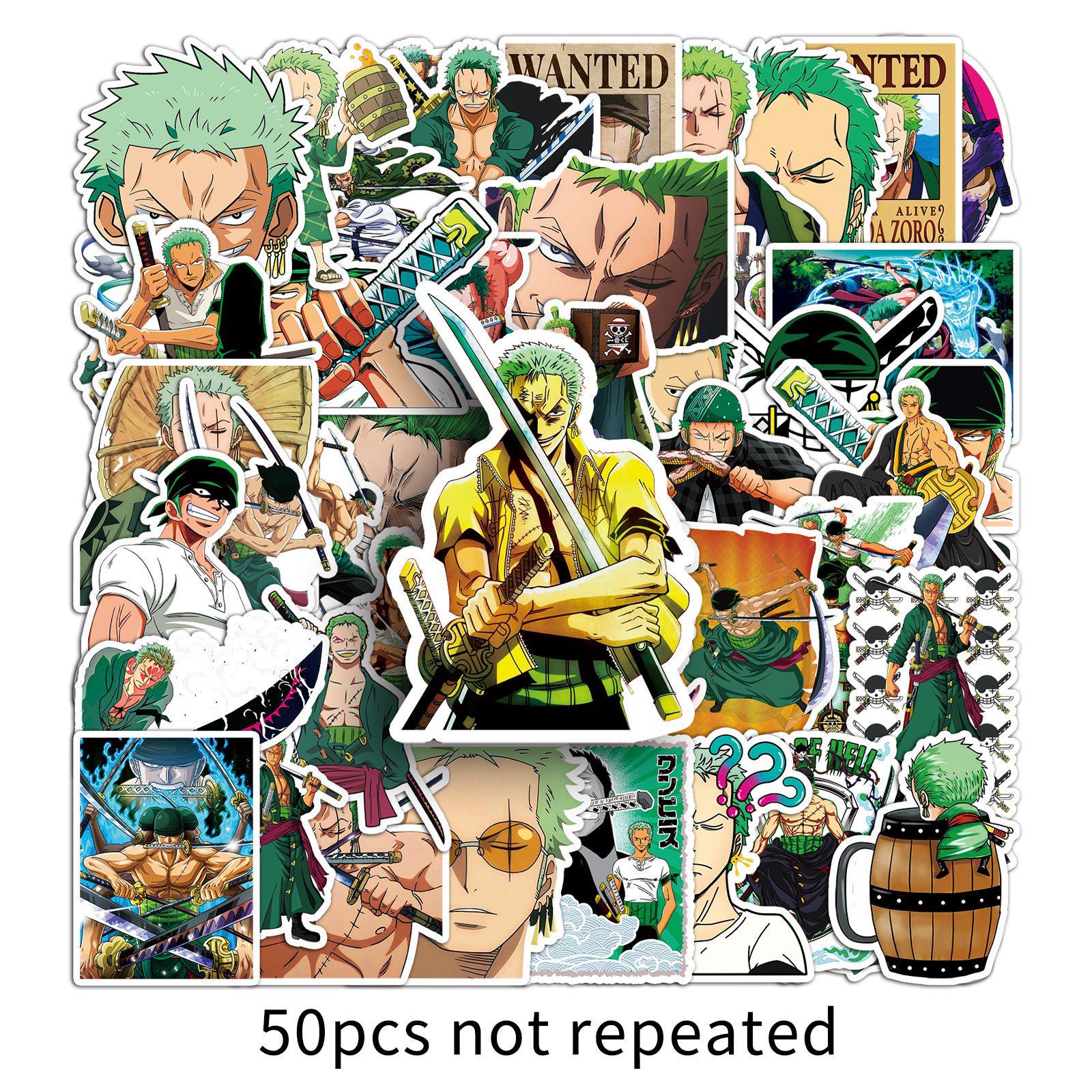 50 Zoro Graffiti Stickers - Personalized One Piece Anime for Phones, Suitcases, Water Cups
