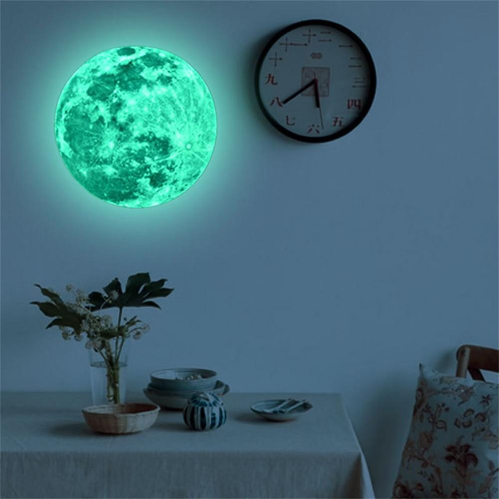 5-30cm Luminous 3D Moon Wall Stickers For Kids Baby Room Bedroom Decoration Living Room Home Decals Glow In The Dark Wallpaper
