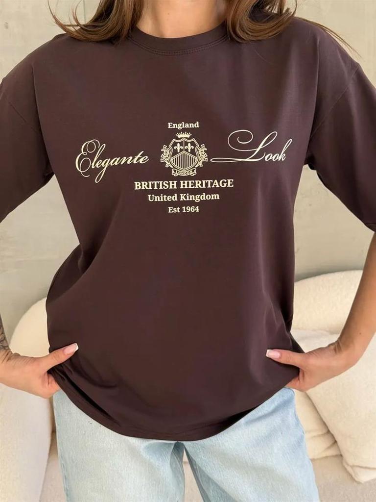 Trendy Oversized Printed Tee: 100% Loose Short Sleeve, Versatile European & American Style