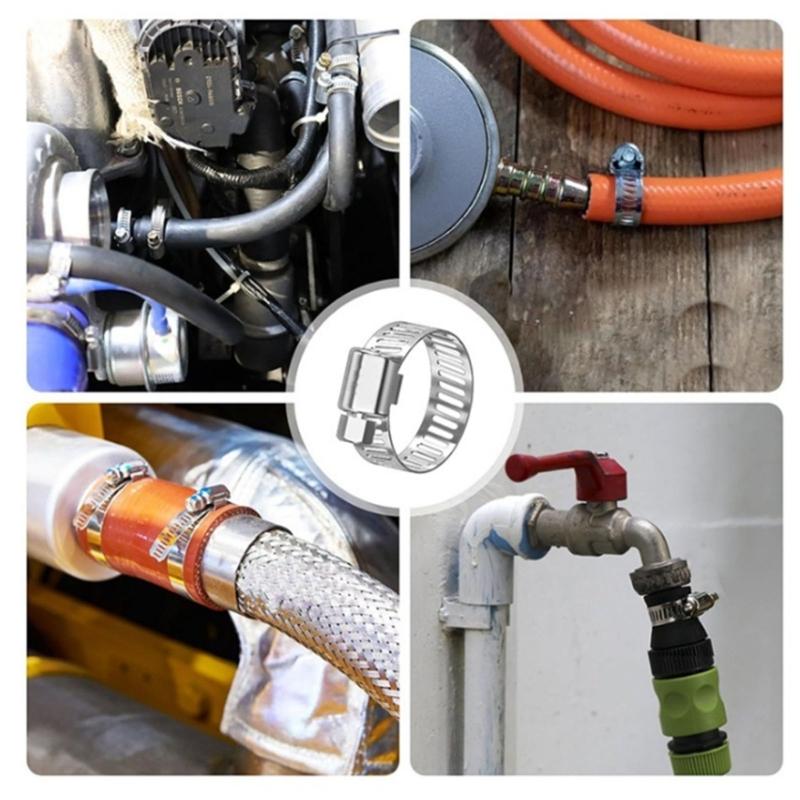 Rusts Resistant Hose Clamp Set Multiple Diameter Pipe Connection Hardware for Home Industrial Use