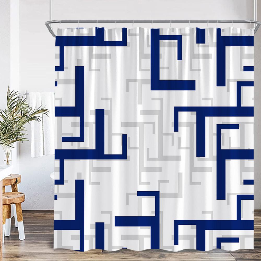 Geometric Shower Curtain Simple Abstract Creative Pattern Bathroom Decortaions Modern Polyester Fabric Home Decor for Bath