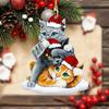 Hanging Santa Hat Cats Pendant Flat Christmas Decorations  Xmas Gifts