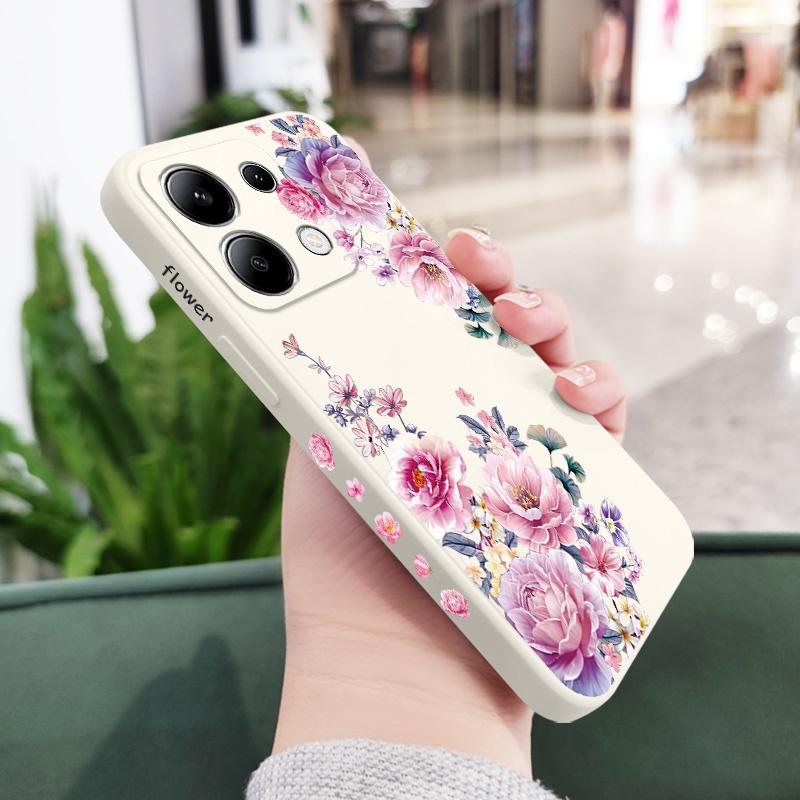 

Satin Brocade Phone Case For Xiaomi Redmi Note 14 13 12 12S 11 11S 10 10S 9 9S Pro Plus 4G 5G Liquid Silicone Cover Redmi Note13 5G білий