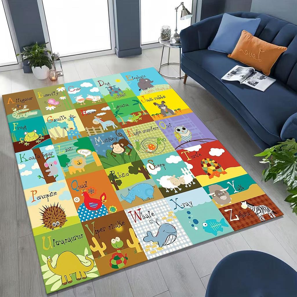 ABC Animal Alphabet Cartoon Early Educatio Children Crawling Playroom Rug for Bedroom Living Room Sofa Doormat Decor,Non-slip