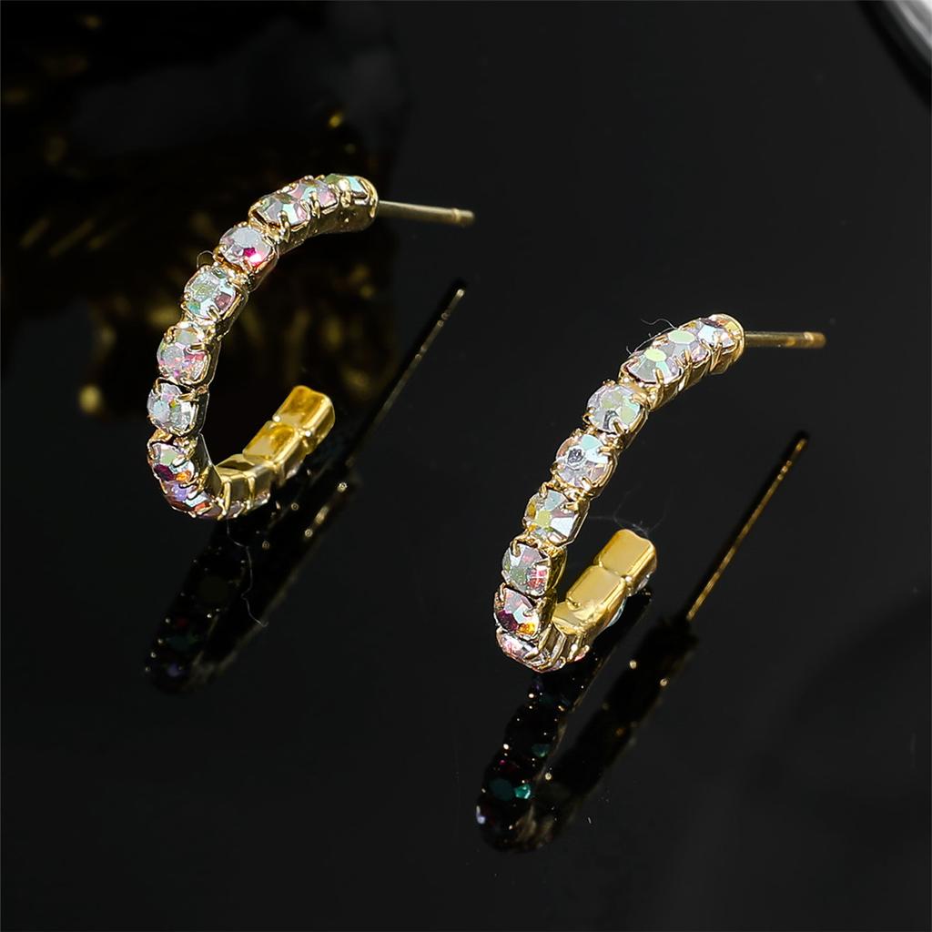Simple Versatile Rhinestone Earrings Senior Sense Of Niche Design Temperament Earrings Female Luxury Shiny Earrings Jewelry