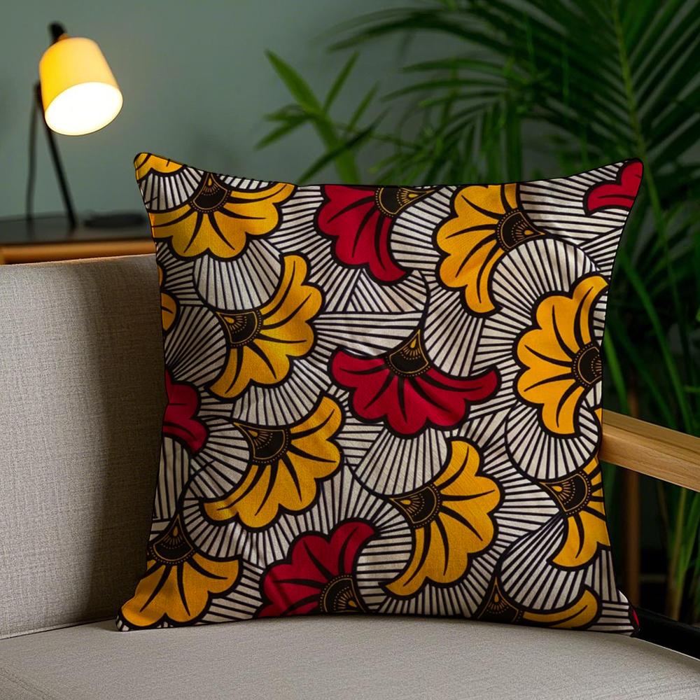 African Style Print Cushion Cover Plush Fabric Soft Double-Sided Printed Sofa Pillow Case Colorfast Home Decor Gift