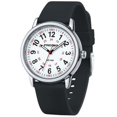 PINDOWS Analog Quartz Watch with Silicone Highly Luminous Dial for Easy Perfect for Younger Generation and Students Women's Band, Visible, Waterproof,